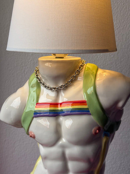 Ceramic table lamp “Apollo with straps” (rainbow)