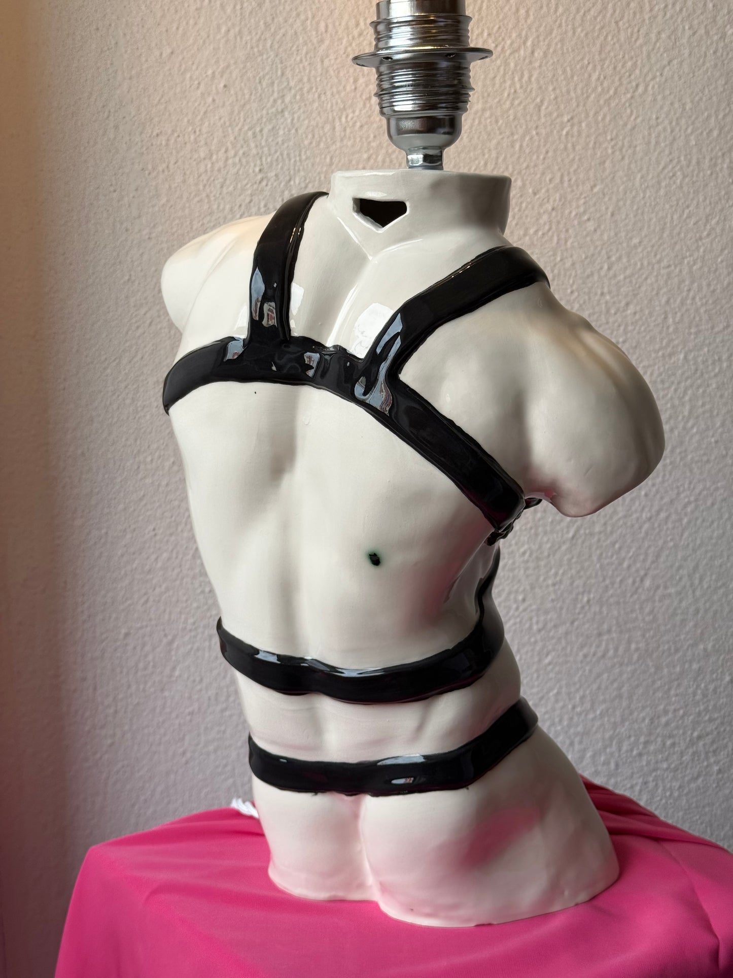 Ceramic Table Lamp «Apollo with straps” (black)