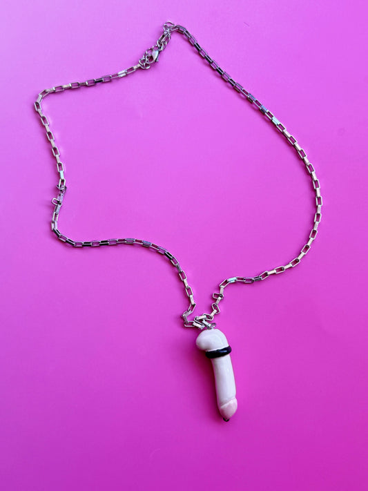 Ceramic  « Co*k ring» necklace #3