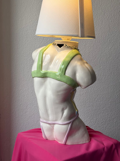 Ceramic table lamp “Apollo with straps” (rainbow)