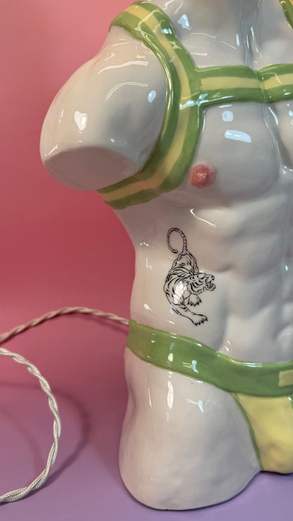 Ceramic table lamp “Apollo with straps”