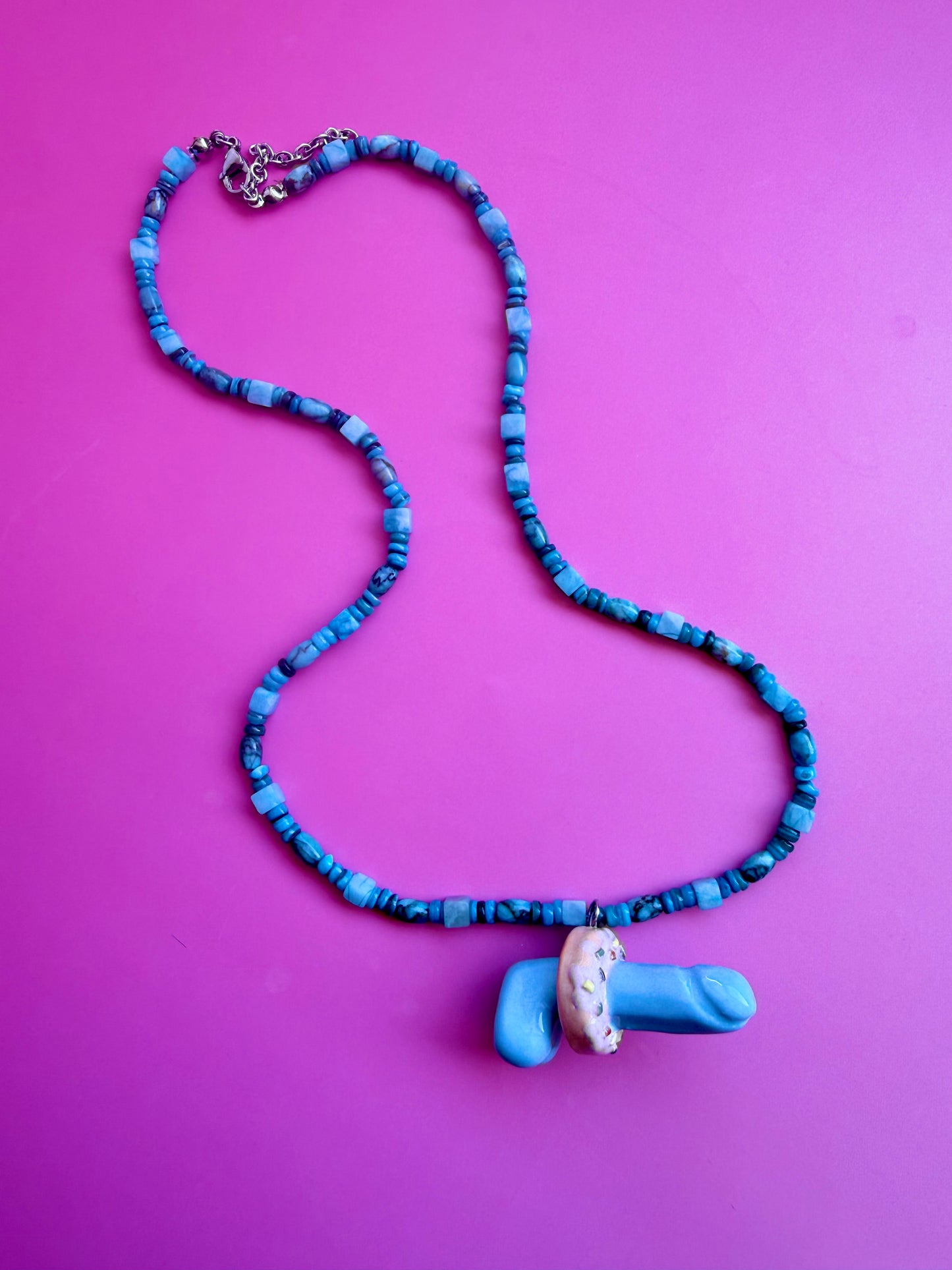 Ceramic “Donut D*ck” Pendant blue