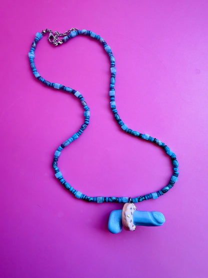 Ceramic “Donut D*ck” Pendant blue