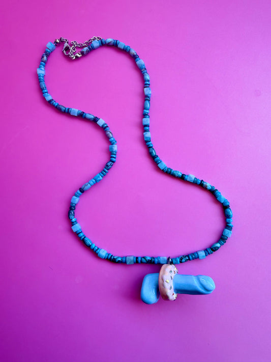 Ceramic “Donut D*ck” Pendant blue