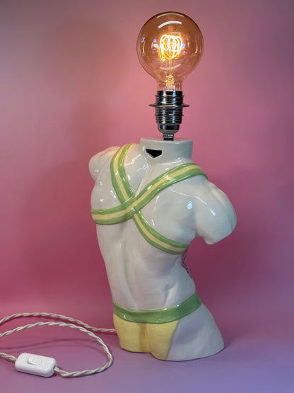 Ceramic table lamp “Apollo with straps”