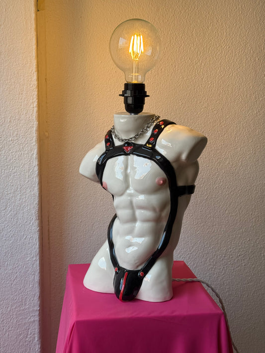 Ceramic table lamp
«Apollo in Straps» (red)