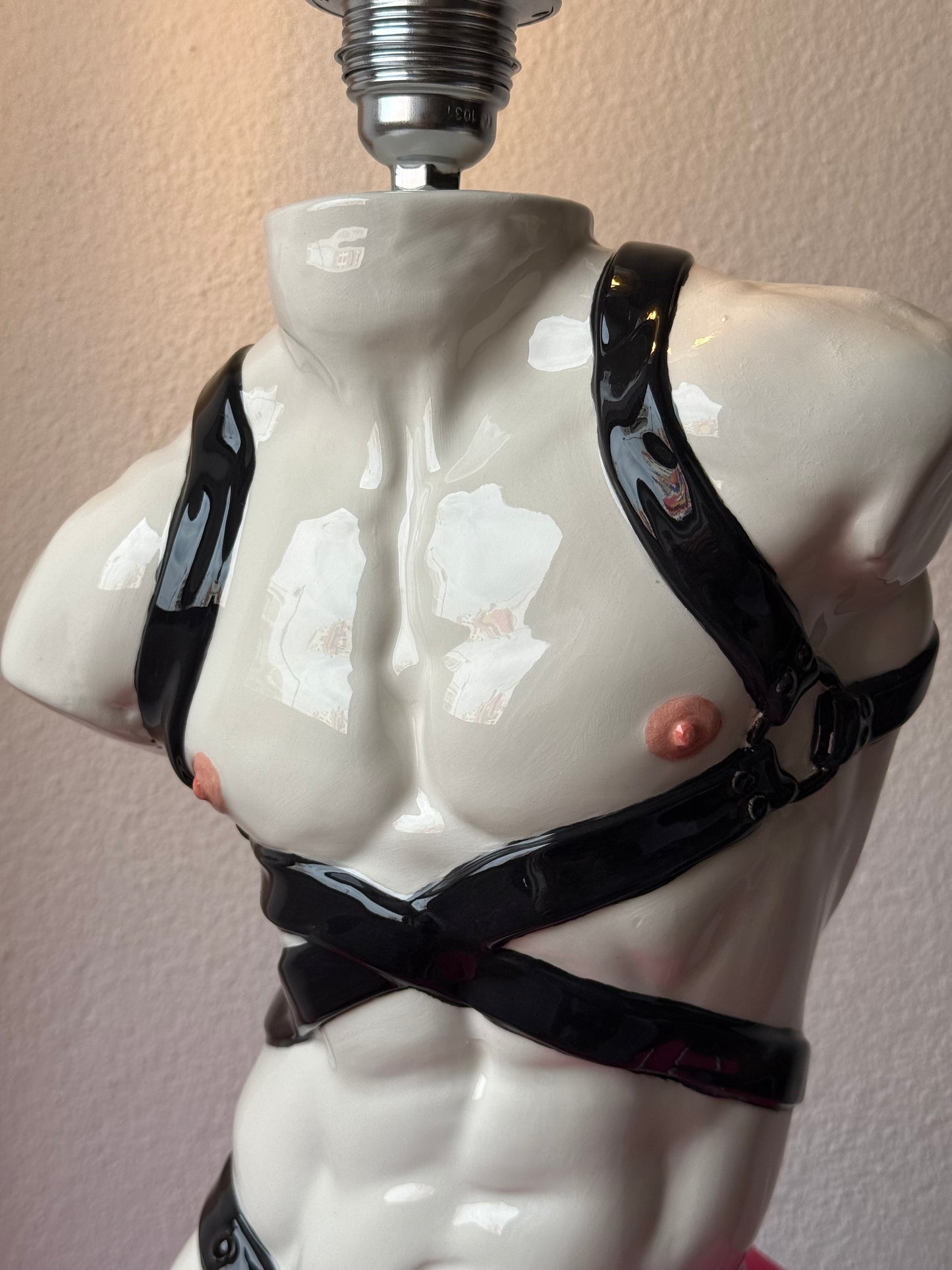 Ceramic Table Lamp «Apollo with straps” (black)