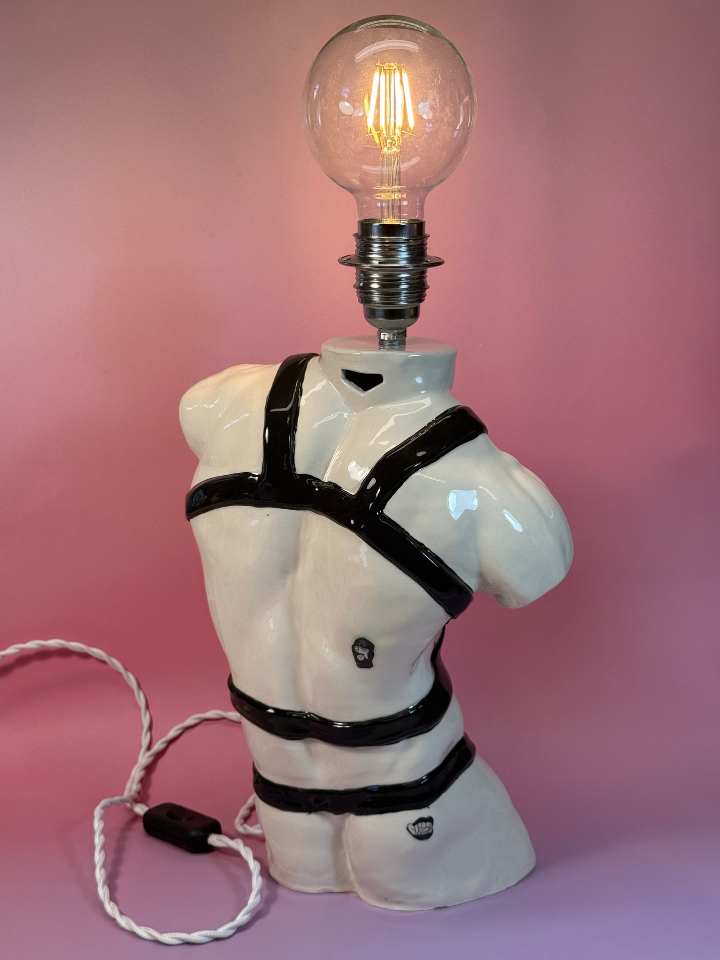 Ceramic Table Lamp «Apollo with straps” (black)