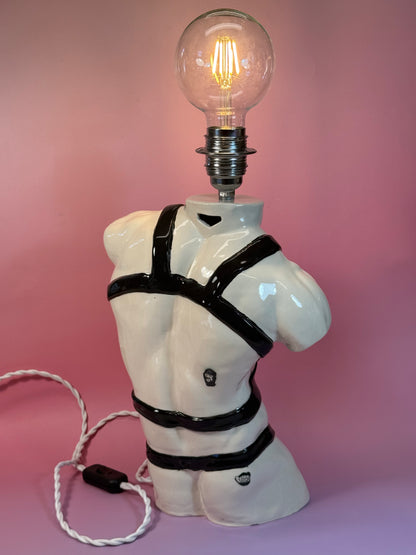Ceramic Table Lamp «Apollo with straps” (black)
