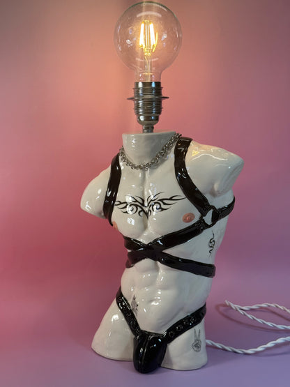 Ceramic Table Lamp «Apollo with straps” (black)