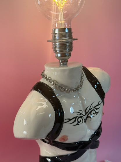 Ceramic Table Lamp «Apollo with straps” (black)