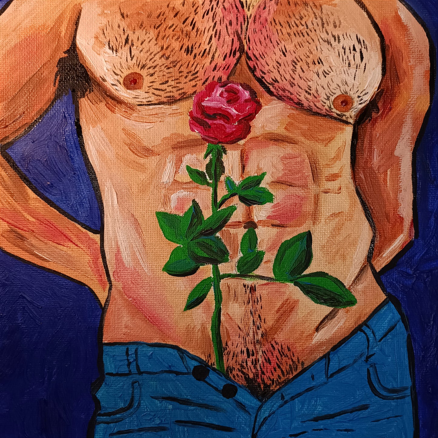 «Etude with a rose» 20*20 cm