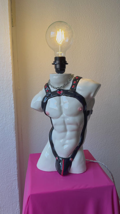 Ceramic table lamp
«Apollo in Straps» (red)