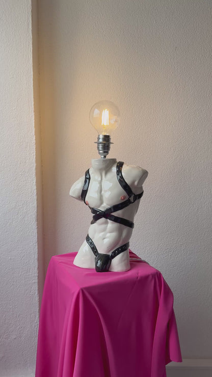 Ceramic Table Lamp «Apollo with straps” (black)