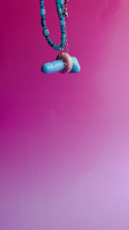 Ceramic “Donut D*ck” Pendant blue